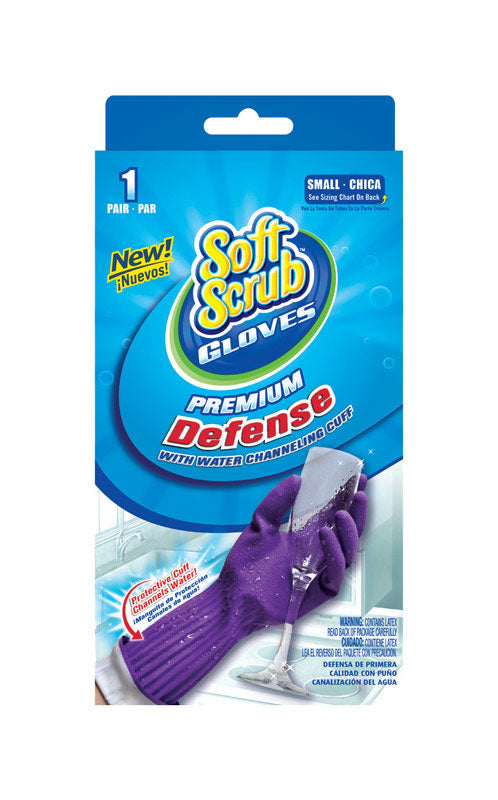 Emery Jensen CLN GLOVE RBR S PUR cleaning gloves in purple, rubber material, designed for household cleaning tasks.