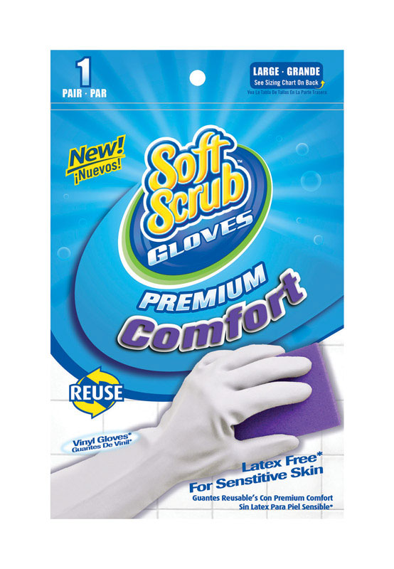 Emery Jensen cleaning gloves in large size, white color, lightweight and durable for household cleaning tasks.
