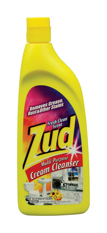 Emery Jensen ZUD liquid cleanser in a 19oz bottle, suitable for cleaning and stain removal, with a clear label on the bottle
