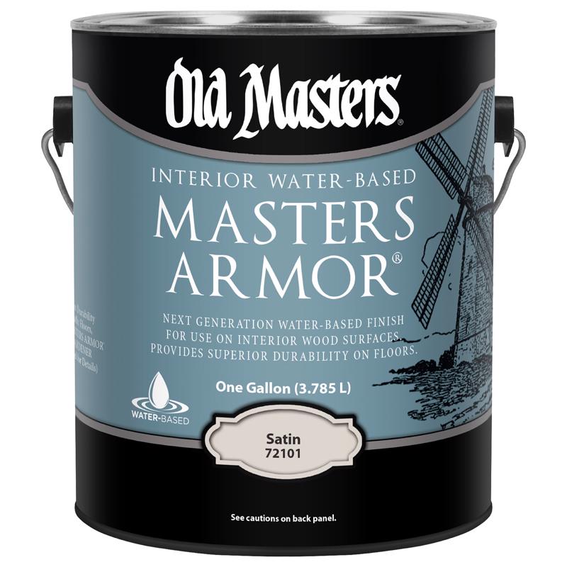 Two gallons of Emery Jensen Masters Armor Satin clear polyurethane varnish in a pack of 2, suitable for wood finishing and protection.