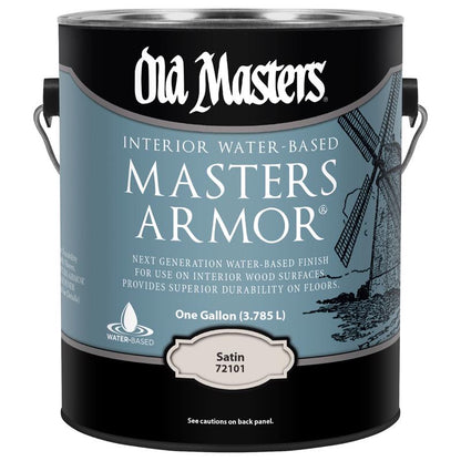 Two gallons of Emery Jensen Masters Armor Satin clear polyurethane varnish in a pack of 2, suitable for wood finishing and protection.