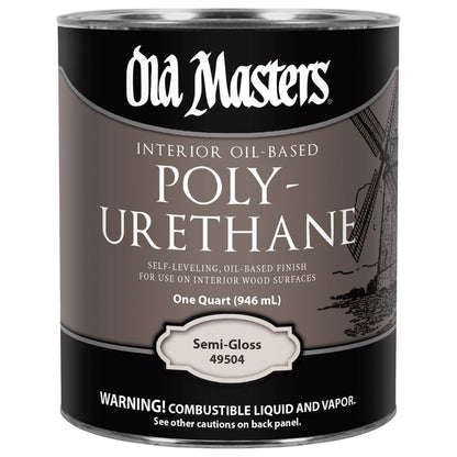 Four quarts of Emery Jensen clear polyurethane varnish in a pack, ideal for wood finishing and protection.