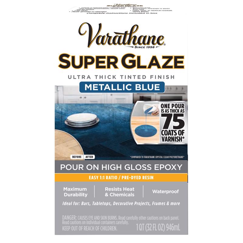 WOOD GLAZE METLLC BLU 1Q - Pack of 3