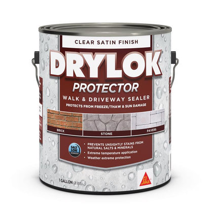 Pair of Emery Jensen DryLok Conc Protr GL clear sealers in transparent bottles for surface protection and sealing applications.