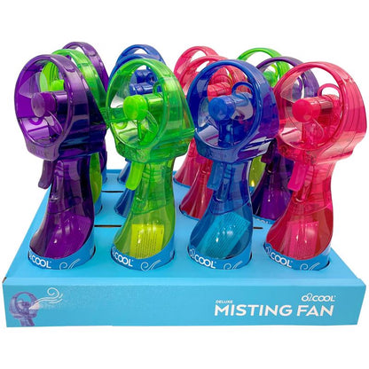 Emery Jensen Deluxe Misting Clip-On Personal Fan, pack of 12, portable cooling fan with misting feature and adjustable clip for convenience.