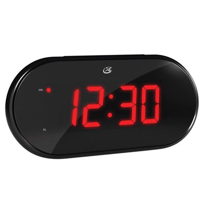 Emery Jensen clock radio with dual alarm function, digital display, and sleek design for bedroom use