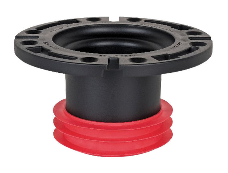 Emery Jensen ABS closet flange push type, 4-inch diameter, plastic plumbing fitting for toilet installation