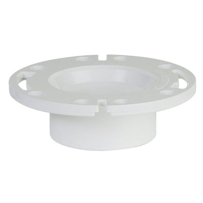 PVC closet flange with 3-inch hub by Emery Jensen, showing durable plastic construction and flange mounting surface.