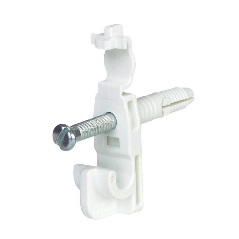 Emery Jensen closet shelving access clip back with drive pin for secure installation, shown in close-up on the product.