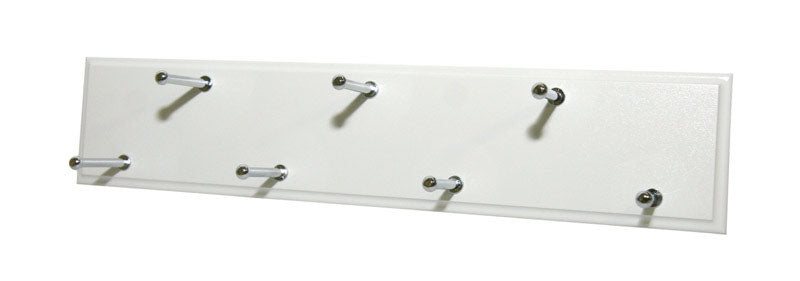 White Easy Track belt rack from Emery Jensen, designed for closet shelving and organization.