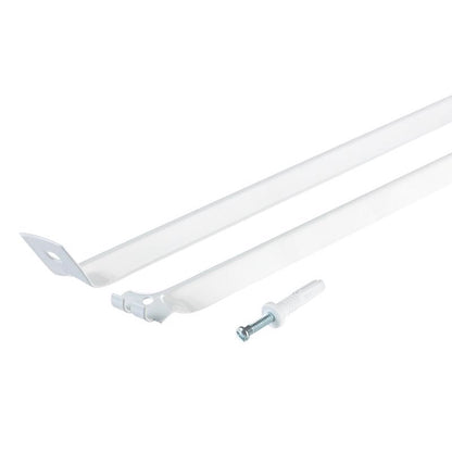 White 16-inch closet shelving support brace by Emery Jensen for closet organization and stability.