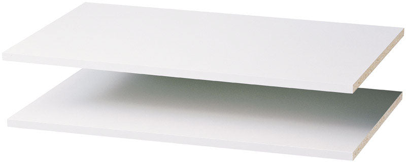 Emery Jensen Easy Track closet shelving unit with three adjustable 35-inch shelves for organized storage.