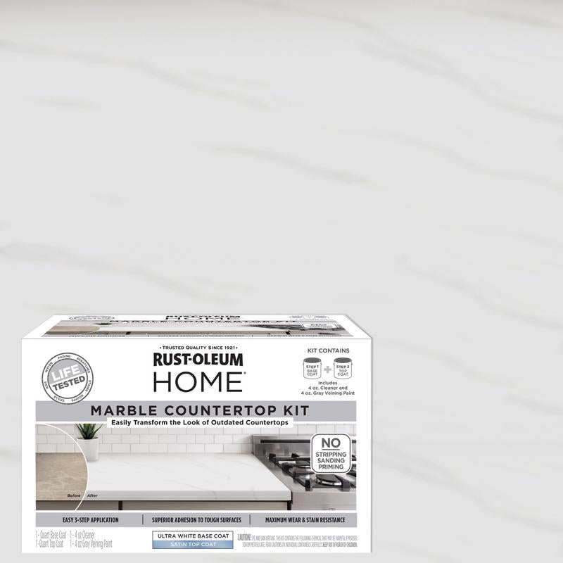 Countertop kit with marble coatings by Emery Jensen, featuring two packs of durable, decorative surface coatings for kitchens.