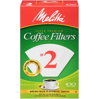 Emery Jensen white Coffee Filter #2 for coffee makers, 100-count pack, designed for use with coffee maker parts and accessories.