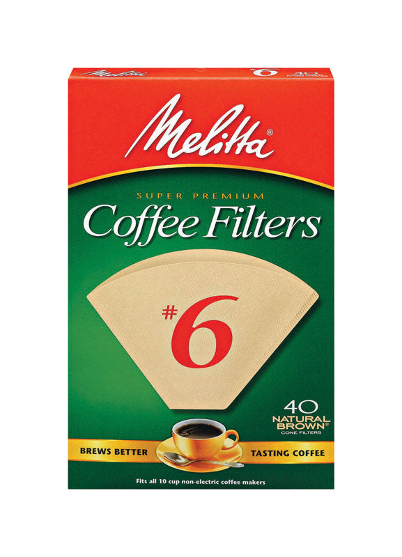 Emery Jensen #6 Coffee Filter, 40-count, for coffee makers, made of durable paper, fits standard coffee machine baskets.