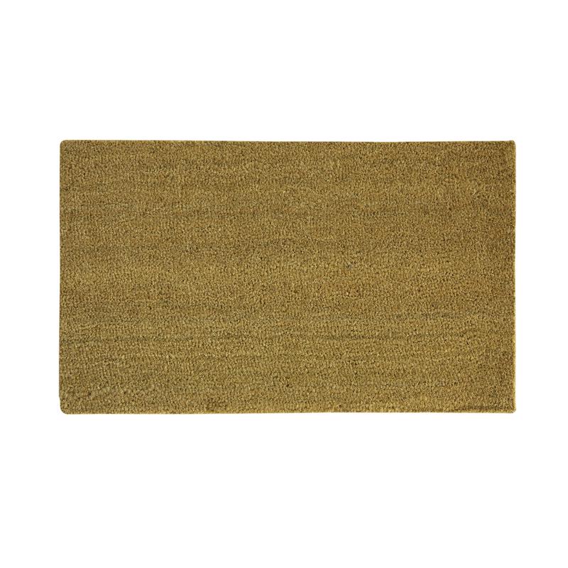 Emery Jensen blank coir door mat in tan, 18x30 inches, with textured natural coir fibers for outdoor use and door entry decor.