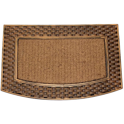 Emery Jensen coir door mat in beige/brown, 22x34 inches, with textured surface for outdoor entryway use.
