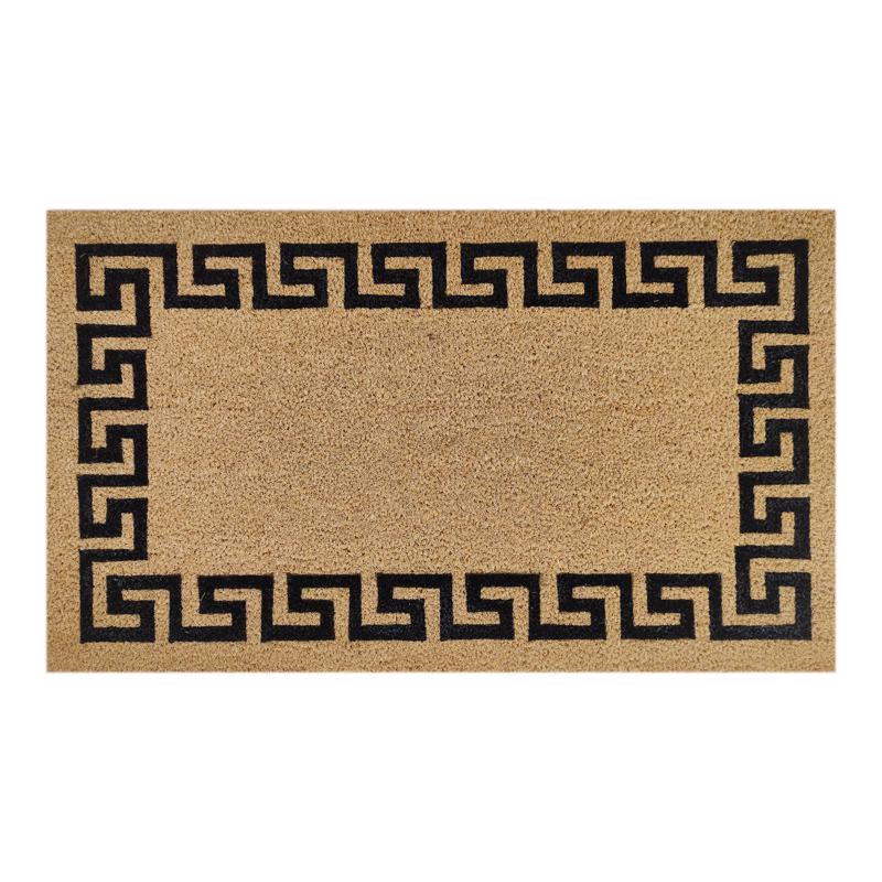 Emery Jensen coir door mat with gray and brick design, durable indoor-outdoor coir door mat for entrance cleaning.