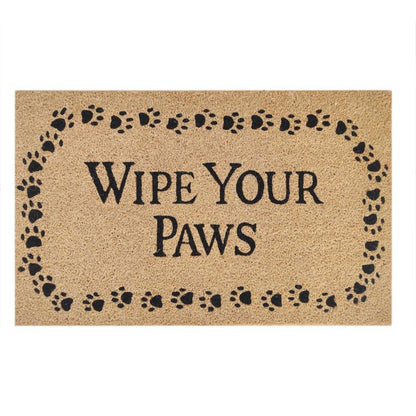 Emery Jensen coir door mat with paw print design, ideal for outdoor entryways, featuring durable natural coir fibers.