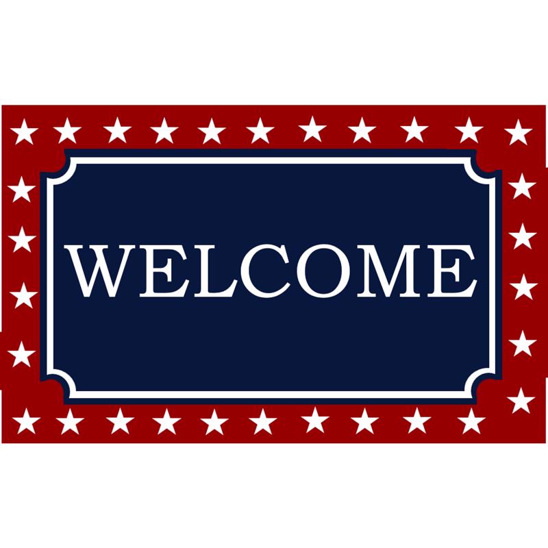 Emery Jensen coir door mat with a welcome star design, ideal for outdoor entryways.
