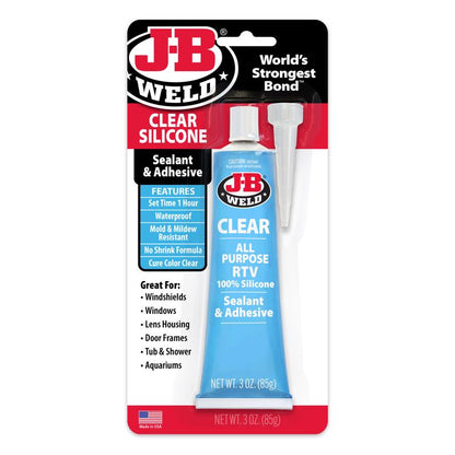 Emery Jensen CLR RTV SLCONE Sealant Cold Weld Bonding Compound in 3 oz tube, used for durable sealing and repairs.