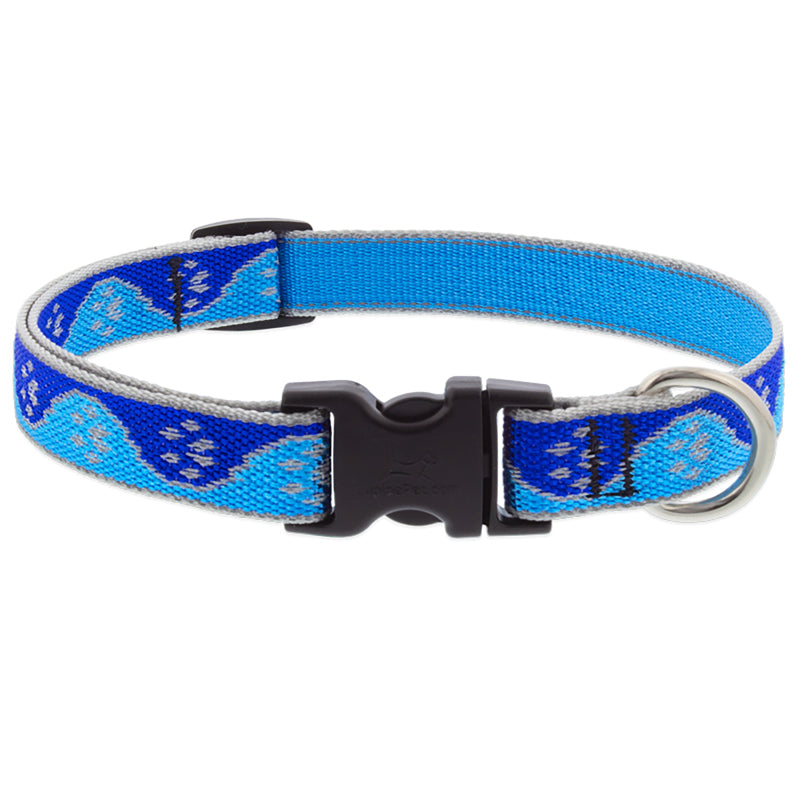 Emery Jensen blue Paws 14-inch adjustable dog collar with a durable design and adjustable strap for comfortable fit.