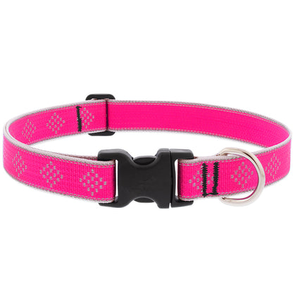 Emery Jensen pink diamond 28-inch adjustable dog collar with stylish design and secure buckle.