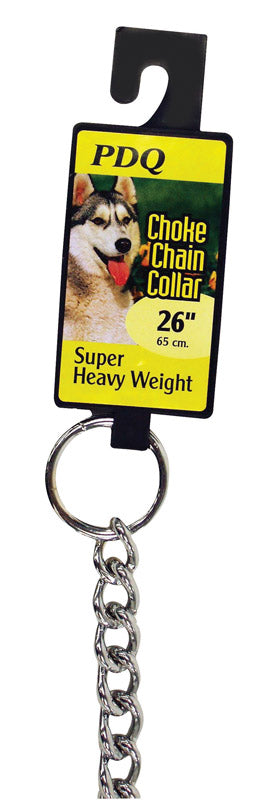 Emery Jensen 26-inch choke chain collar for dogs, durable metal chain with secure clasp for training and control.