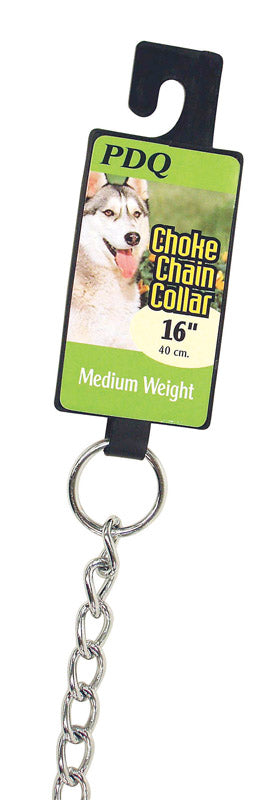 Emery Jensen 16-inch choke chain collar for dogs, durable metal link design with a secure clasp.