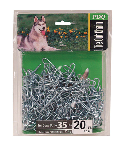 Emery Jensen 20-foot dog chain leash with snap, durable metal links for walking and training dogs outdoors.