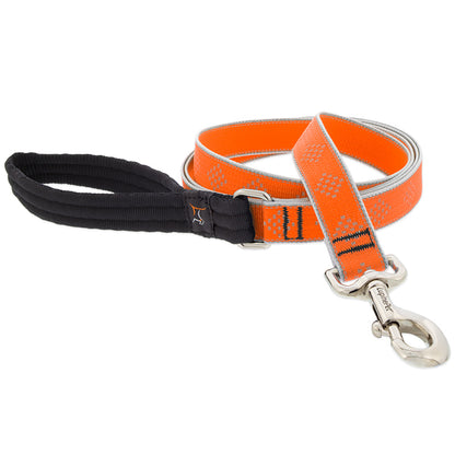 Emery Jensen 6ft reflective orange dog leash with durable nylon and padded handle for comfortable, secure walks.