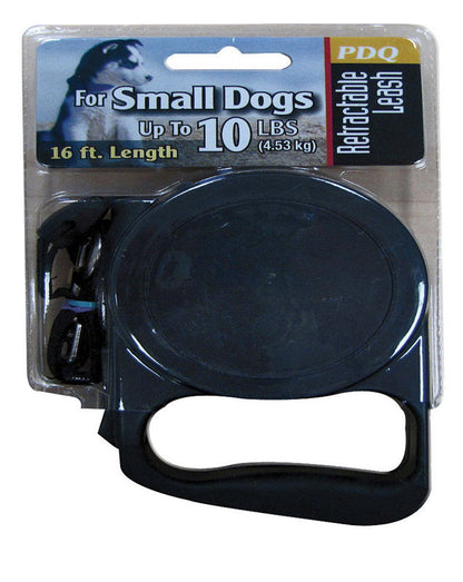 Retractable dog lead by Emery Jensen, adjustable leash for small dogs up to 10 pounds, with a durable handle and secure locking mechanism.