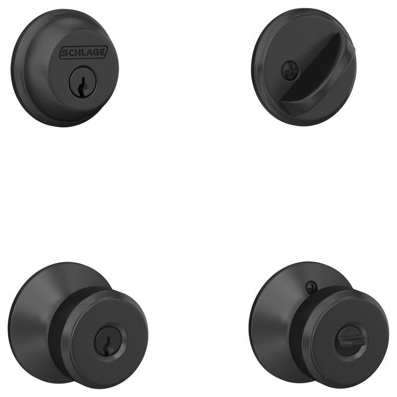 Emery Jensen entry door knob and deadbolt combination pack showing a silver door knob and matching deadbolt for secure entry.