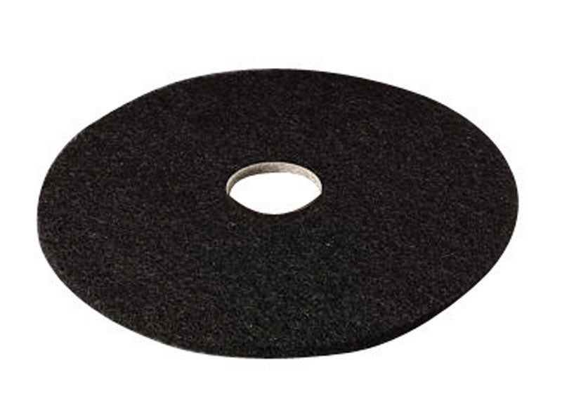 Pack of five black Emery Jensen 17-inch commercial floor pads for cleaning and polishing machines.
