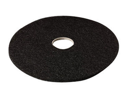 Pack of five black Emery Jensen 17-inch commercial floor pads for cleaning and polishing machines.