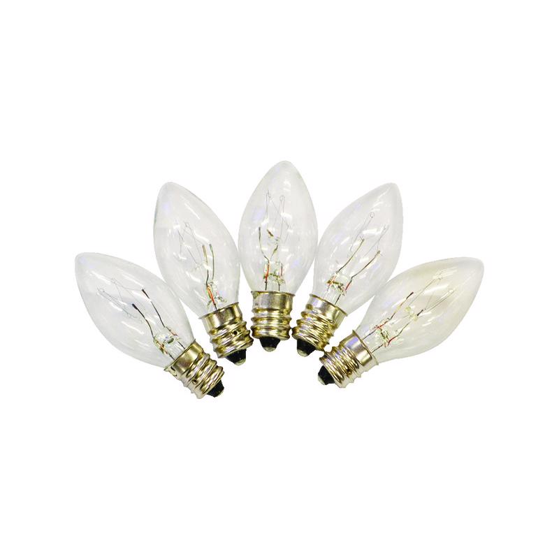 Set of 25 clear C7 bulbs for commercial lighting by Emery Jensen, ideal for decorative or functional lighting applications.