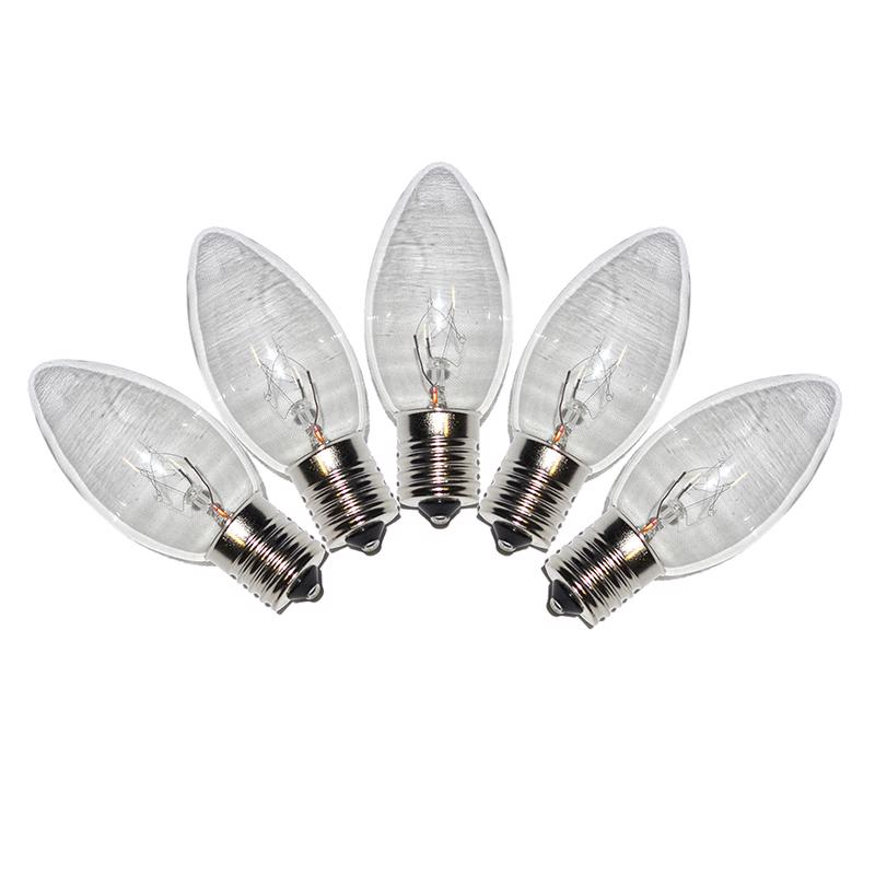 Clear C9 bulb from Emery Jensen, transparent commercial lighting bulb, 25-pack for decorative or functional lighting use.