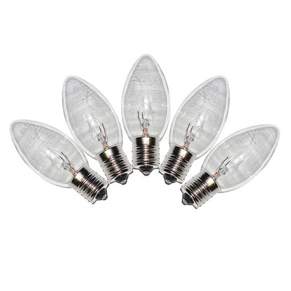 Clear C9 bulb from Emery Jensen, transparent commercial lighting bulb, 25-pack for decorative or functional lighting use.