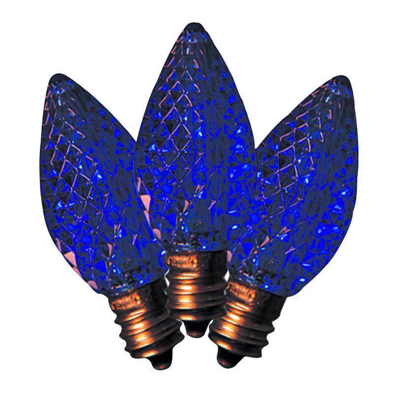 Blue LED C7 SMD bulb for commercial lighting by Emery Jensen, shown in a close-up view highlighting the bulb's shape and color.
