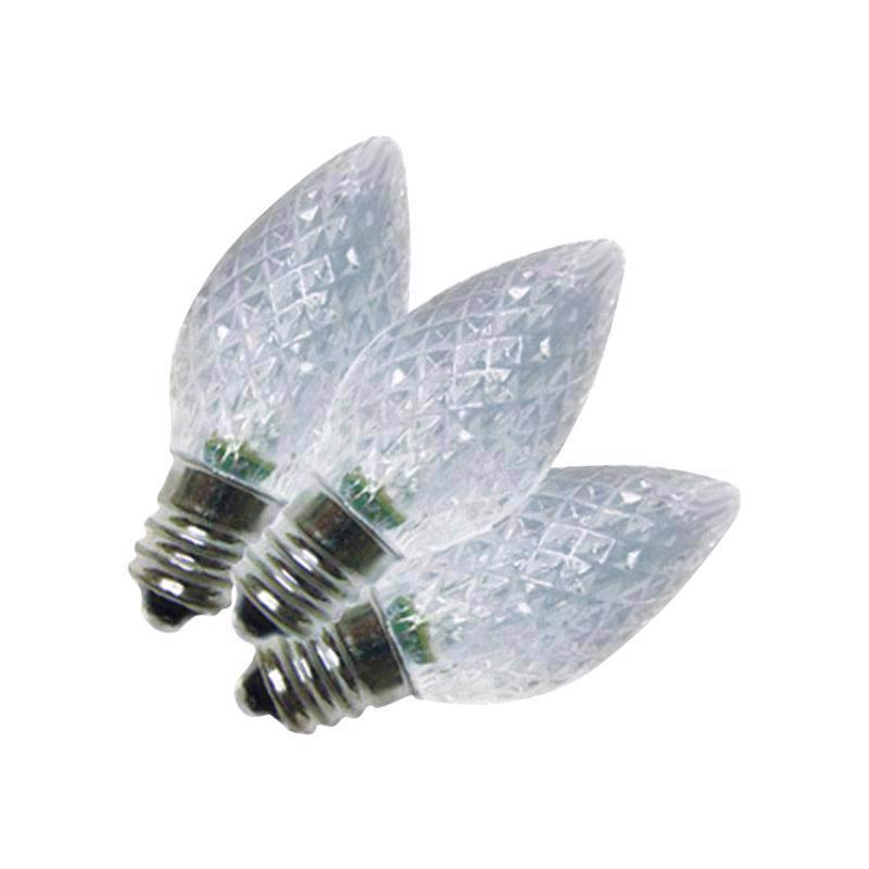 Bright blue LED C7 SMD bulb for commercial lighting by Emery Jensen, showing the bulb with a clear glass and filament inside.