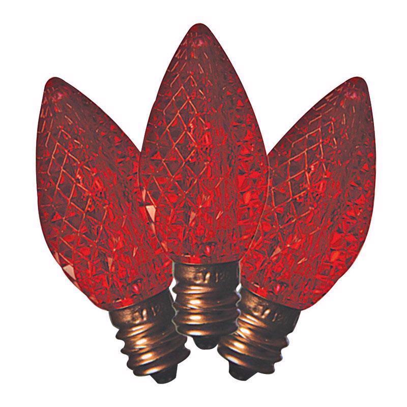 Red LED C7 SMD bulb for commercial lighting by Emery Jensen, shown in a close-up image.