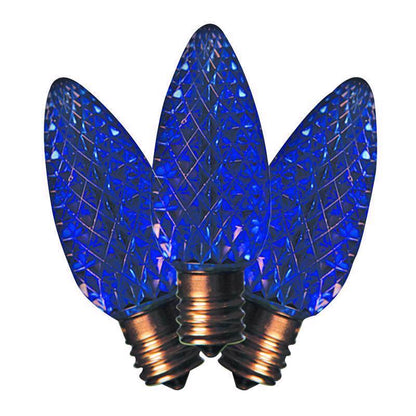 Blue LED C9 SMD bulb for commercial lighting by Emery Jensen, shown in a close-up image.
