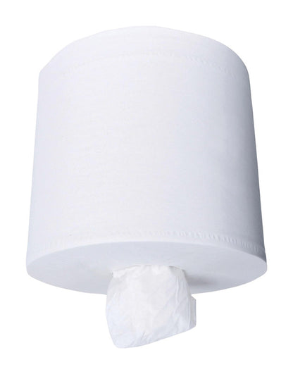 Emery Jensen commercial pull towel in white, 1-ply, designed for commercial paper dispensers, shown in the image.