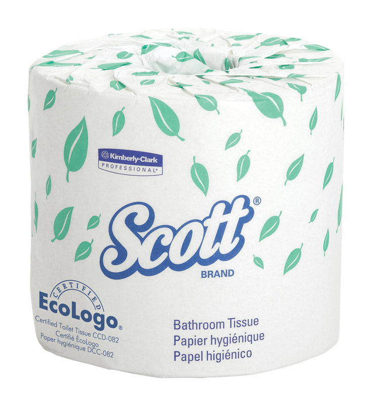 Scott toilet paper PAPR STD80 from Emery Jensen, commercial paper roll with multiple sheets, shown in a commercial restroom setting.