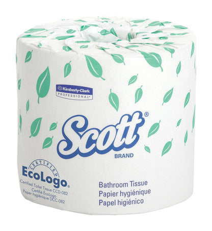 Scott toilet paper PAPR STD80 from Emery Jensen, commercial paper roll with multiple sheets, shown in a commercial restroom setting.
