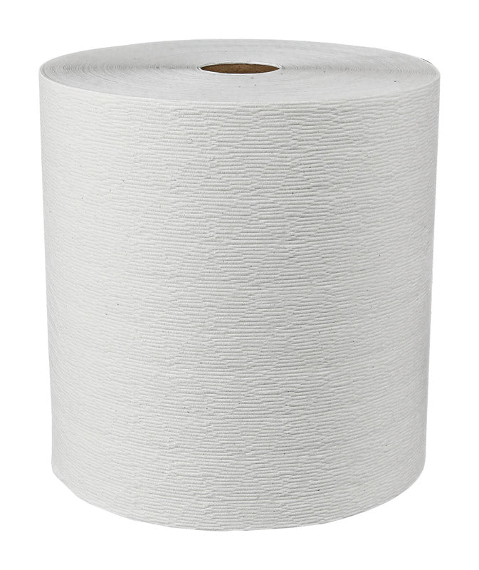 White hard roll towel from Emery Jensen commercial paper line, designed for durable hand drying in commercial settings.