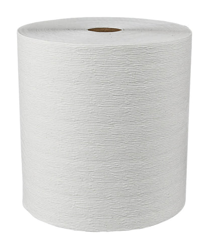 White hard roll towel from Emery Jensen commercial paper line, designed for durable hand drying in commercial settings.