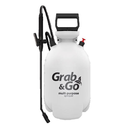 Handheld pump sprayer by Emery Jensen, 14-inch compression sprayer with a trigger for garden watering or plant care.