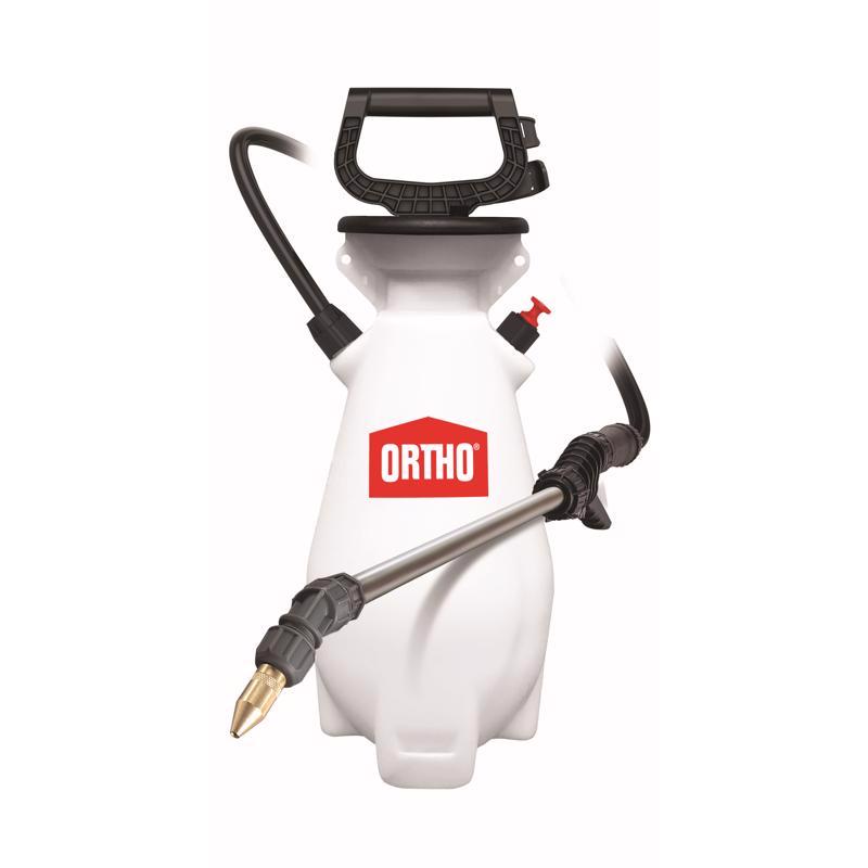 Emery Jensen Ortho 2G compression tank sprayer with a white plastic tank and adjustable nozzle for garden use.