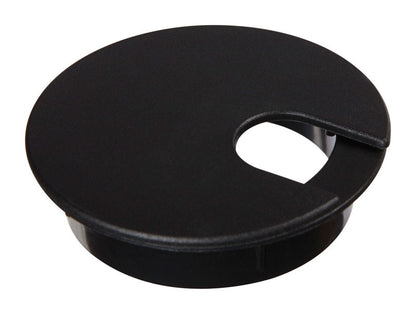 Black 1/2-inch computer grommet from Emery Jensen, designed for cable management in computer accessories.